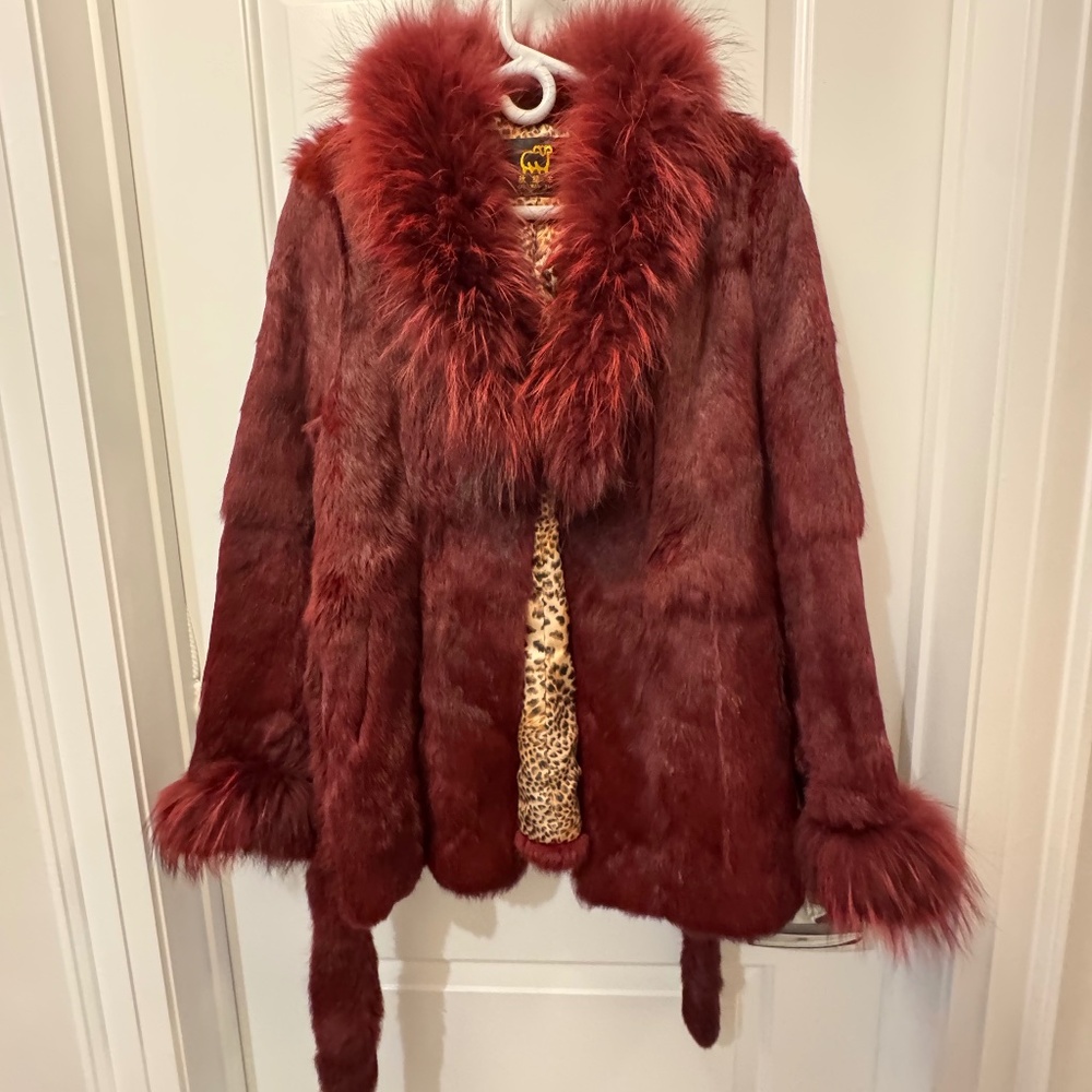 Luxurious Faux Fur Burgundy Teddy Jacket